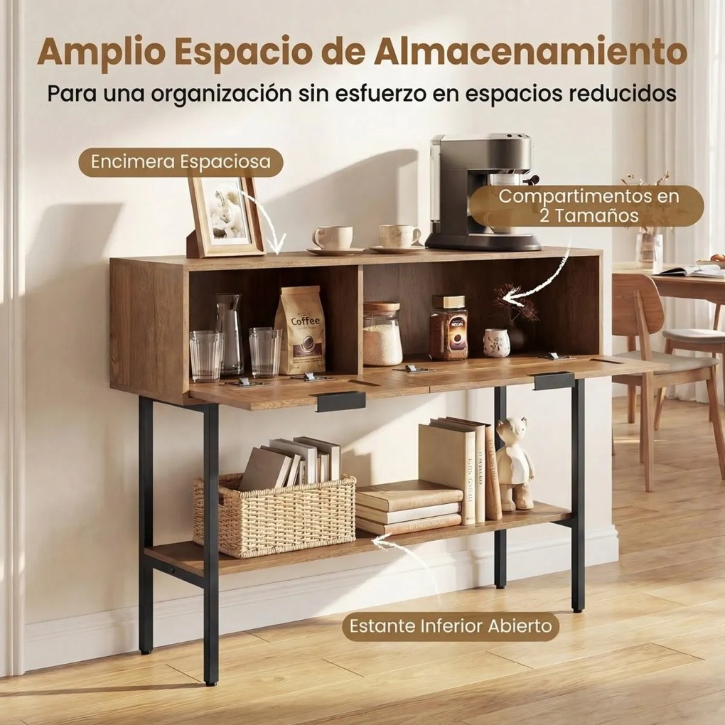 Mesa consola estreita em rattan PE 100 x 29,5 x 76 cm, com portas, prateleiras e estrutura metálica, para a sala de estar ou o hall de entrada Natural