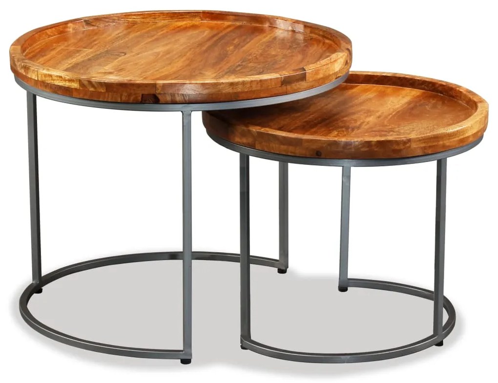 Mesa de apoio 2 pcs madeira de mangueira maciça