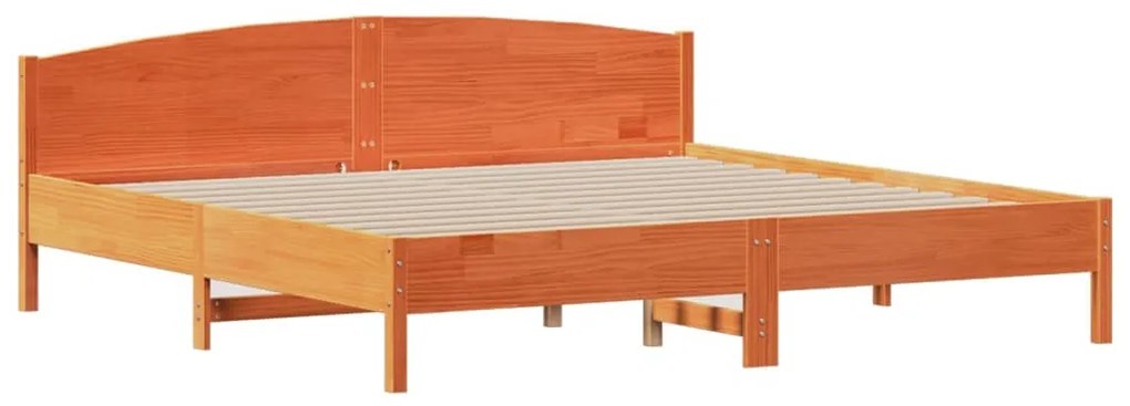 Cama sem colchão 200x200 cm pinho maciço castanho-mel