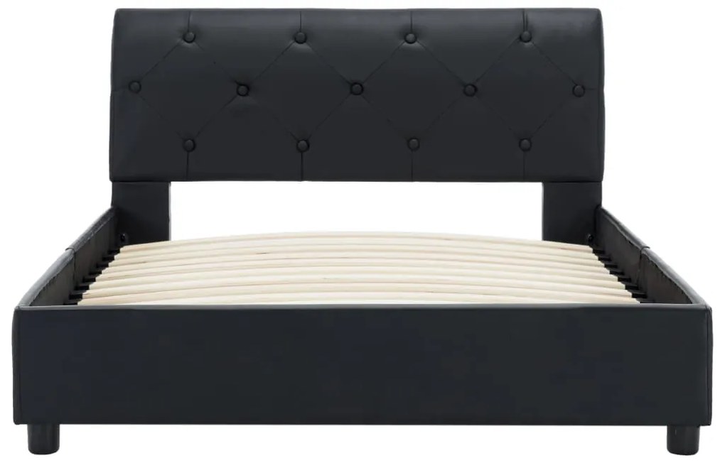 Estrutura de cama 100x200 cm couro artificial preto