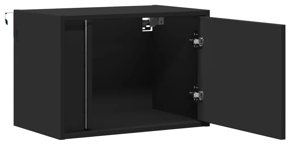 Mesa de cabeceira de parede com luzes LED preto