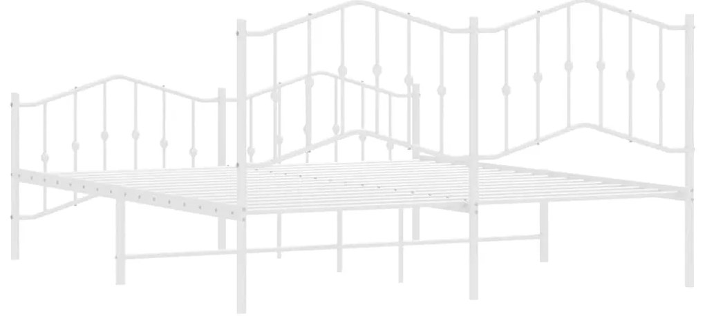 Estrutura de cama com cabeceira e pés 183x213 cm metal branco