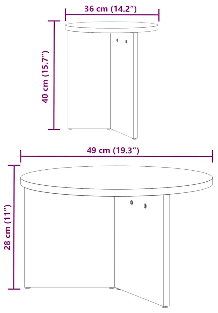 Conjunto de Mesas de Café 2 pcs Castanho-mel 49 x 49 x 28 cm
