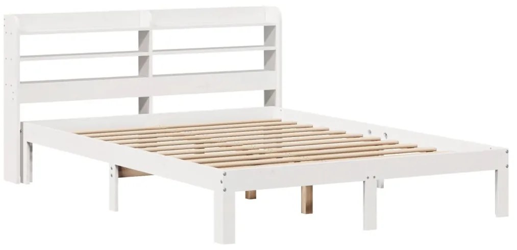Estrutura de cama c/ cabeceira 150x200 cm pinho maciço branco