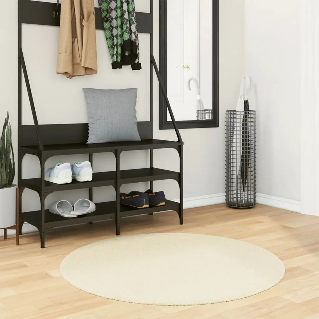 vidaXL Tapete pelo curto macio e lavável HUARTE Ø 100 cm cor creme