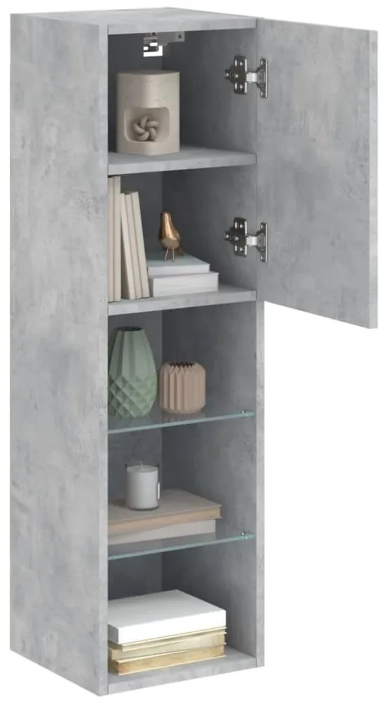 Móveis de TV com luzes LED 2 pcs 30,5x30x102cm cinzento cimento