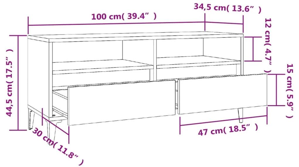 Móvel p/ TV 100x34,5x44,5cm derivados de madeira cinza cimento