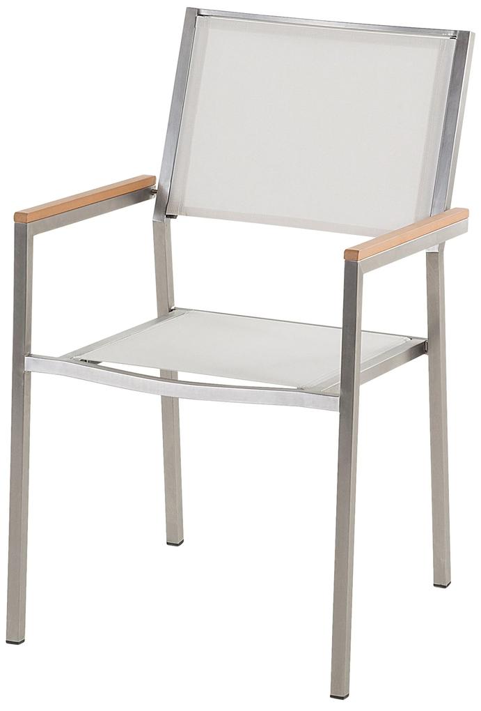 Conjunto de 6 cadeiras de jardim em metal e tela branca GROSSETO Beliani