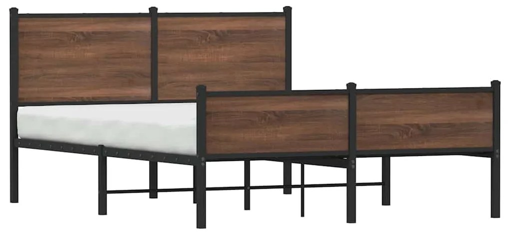 Estrutura de cama sem colchão 140x200cm metal carvalho castanho