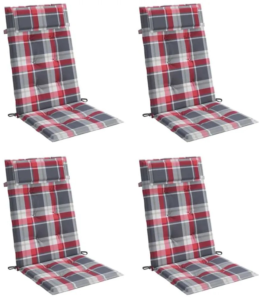 Almofadões p/ cadeira encosto alto 4 pcs oxford xadrez vermelho
