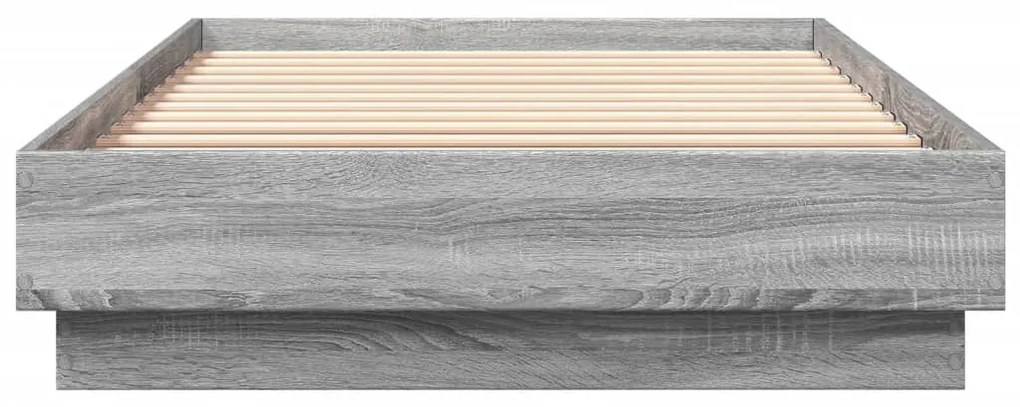 Estrutura de cama com luzes LED 100x200 cm cinzento sonoma