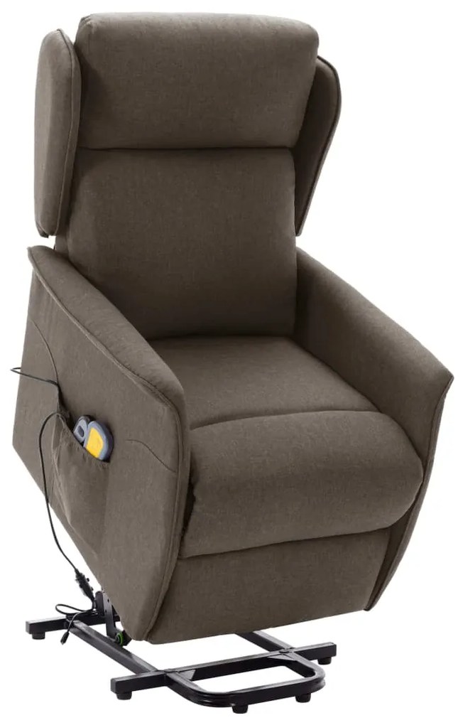 vidaXL Poltrona elevatória de massagens tecido castanho