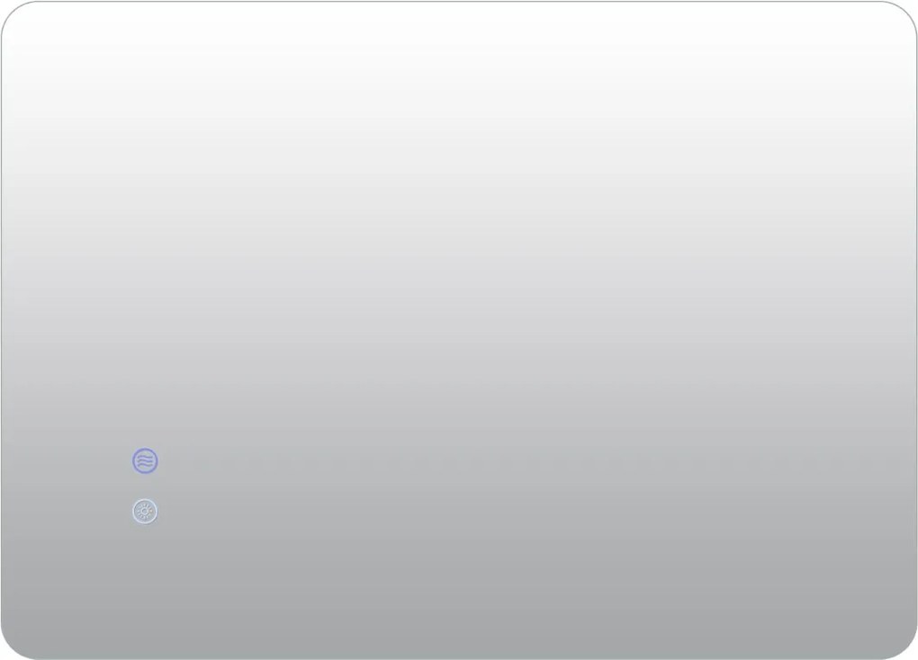 Espelho retangular de 70 x 50 cm com brilho ajustável, retroiluminado, tátil, inteligente, função de memória e design antiembaciamento Prateado