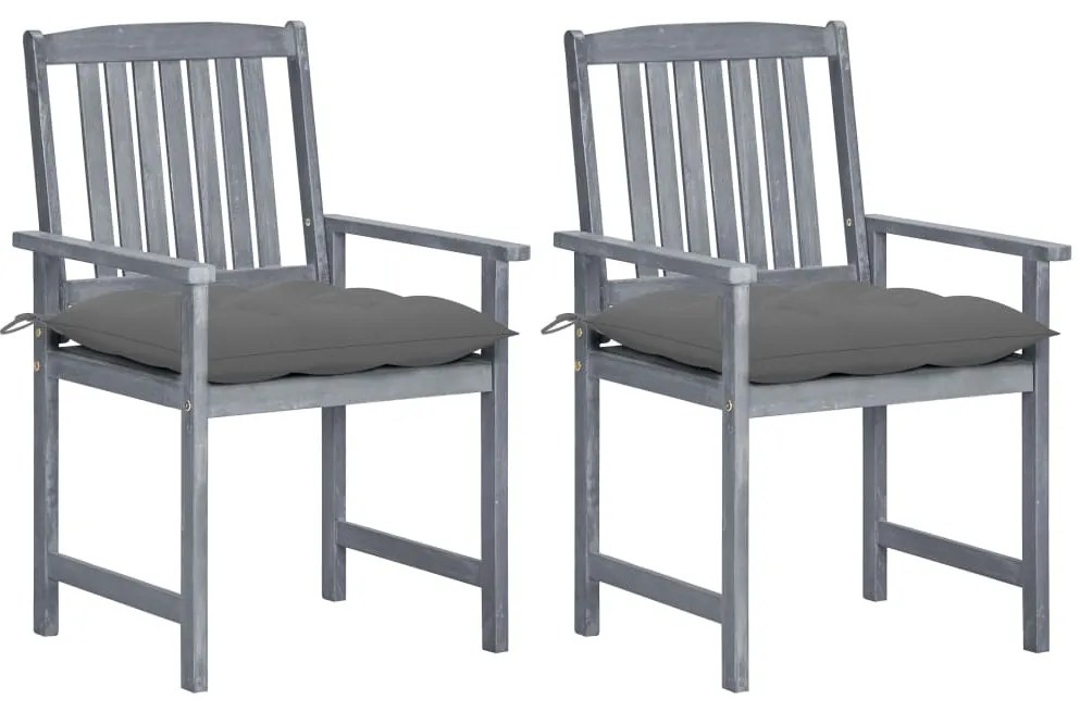 vidaXL Cadeiras de jardim com almofadões 2 pcs acácia maciça cinza