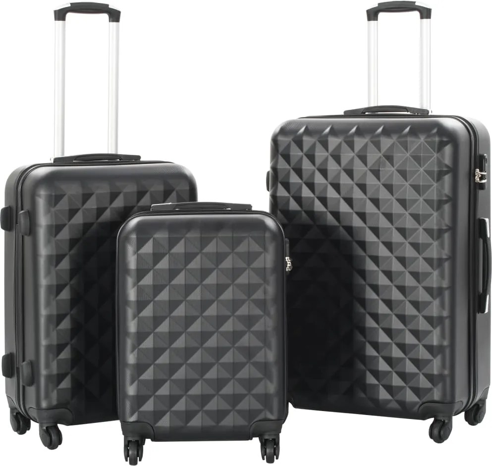 vidaXL Conjunto de tróleis estojo rígido 3 pcs ABS preto