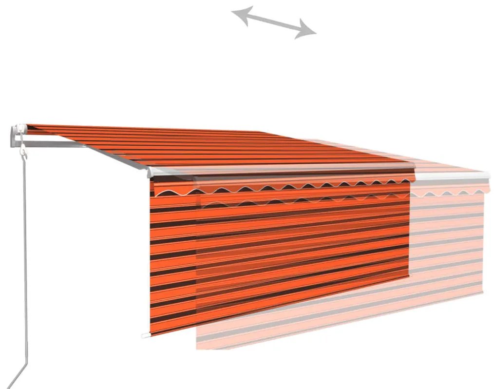 Toldo retrátil automático com estore 3x2,5 m laranja e castanho