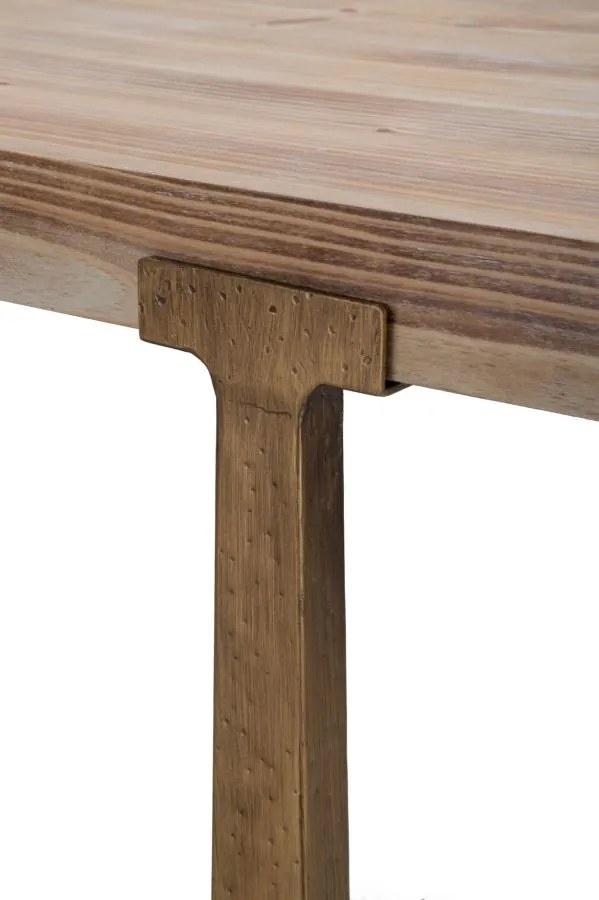 MESA DE JANTAR ANKARA 150X90X78 CM CASTANHO E DOURADO (CADEIRAS NÃO INCLUÍDAS)