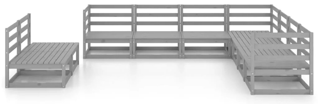 9 pcs conjunto lounge de jardim pinho sólido cinzento