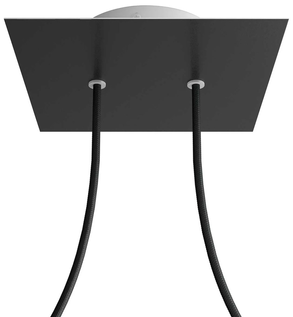 Florão Square Rose-One com 2 furos centrais e 4 laterais 200 mm - Preto Mate / Branco