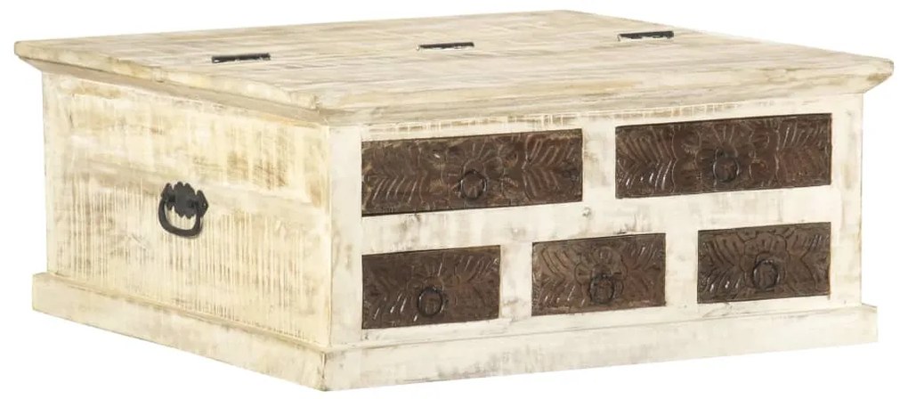 vidaXL Mesa de centro 68x68x30 cm madeira de mangueira maciça branco