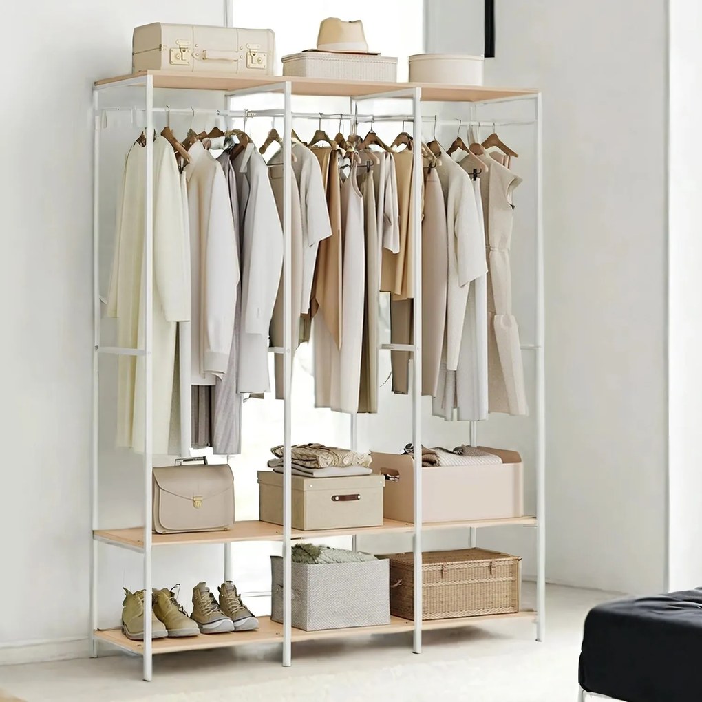 Guarda-roupa aberto 40 x 141 x 180 cm bege + branco