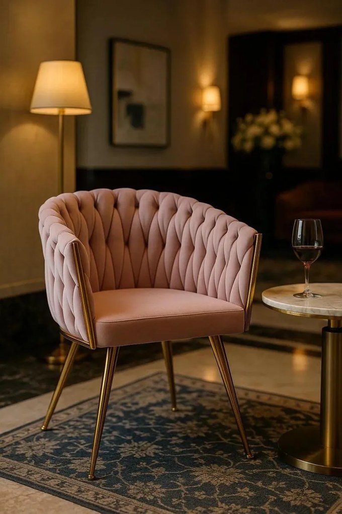 Cadeira Widny Golden Veludo - Rosa