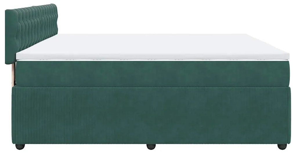 Cama com molas/colchão 180x200 cm veludo verde-escuro