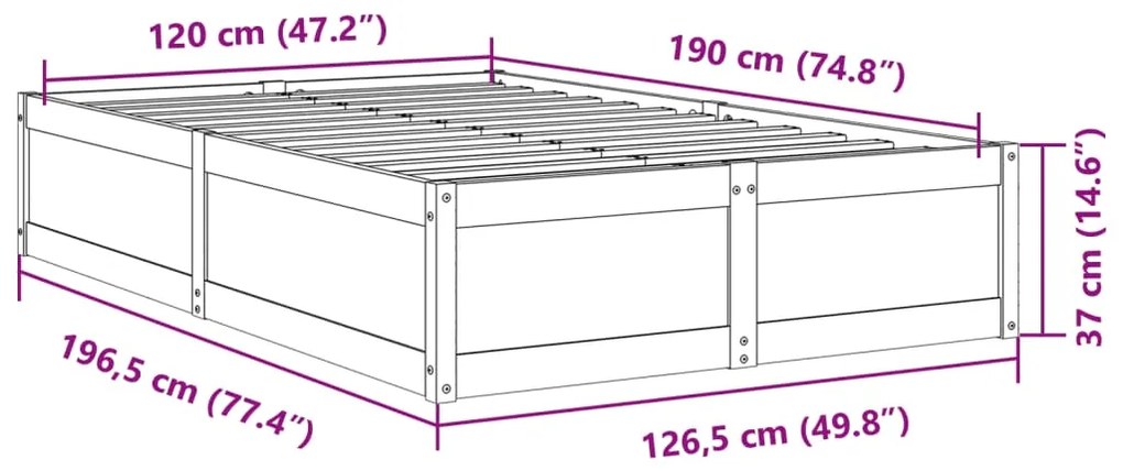 Estrutura de cama 120x190 cm pinho maciço branco