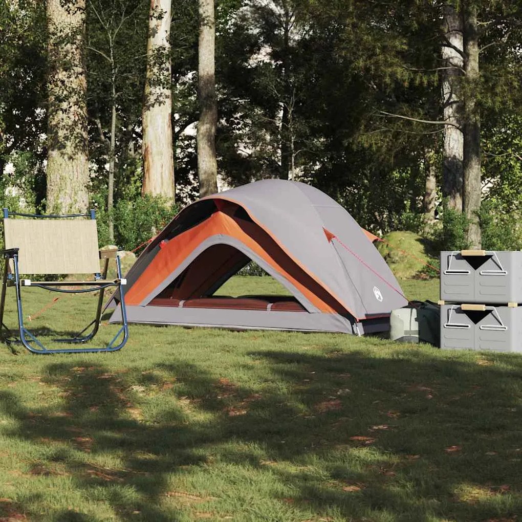 vidaXL Tenda de campismo p/ 1 pessoa impermeável cinzento e laranja