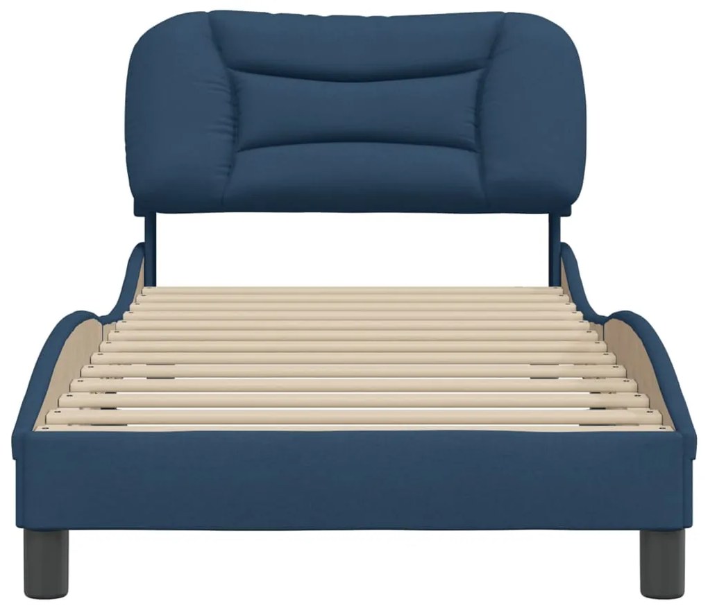 Estrutura de cama sem colchão 90x190 cm tecido azul