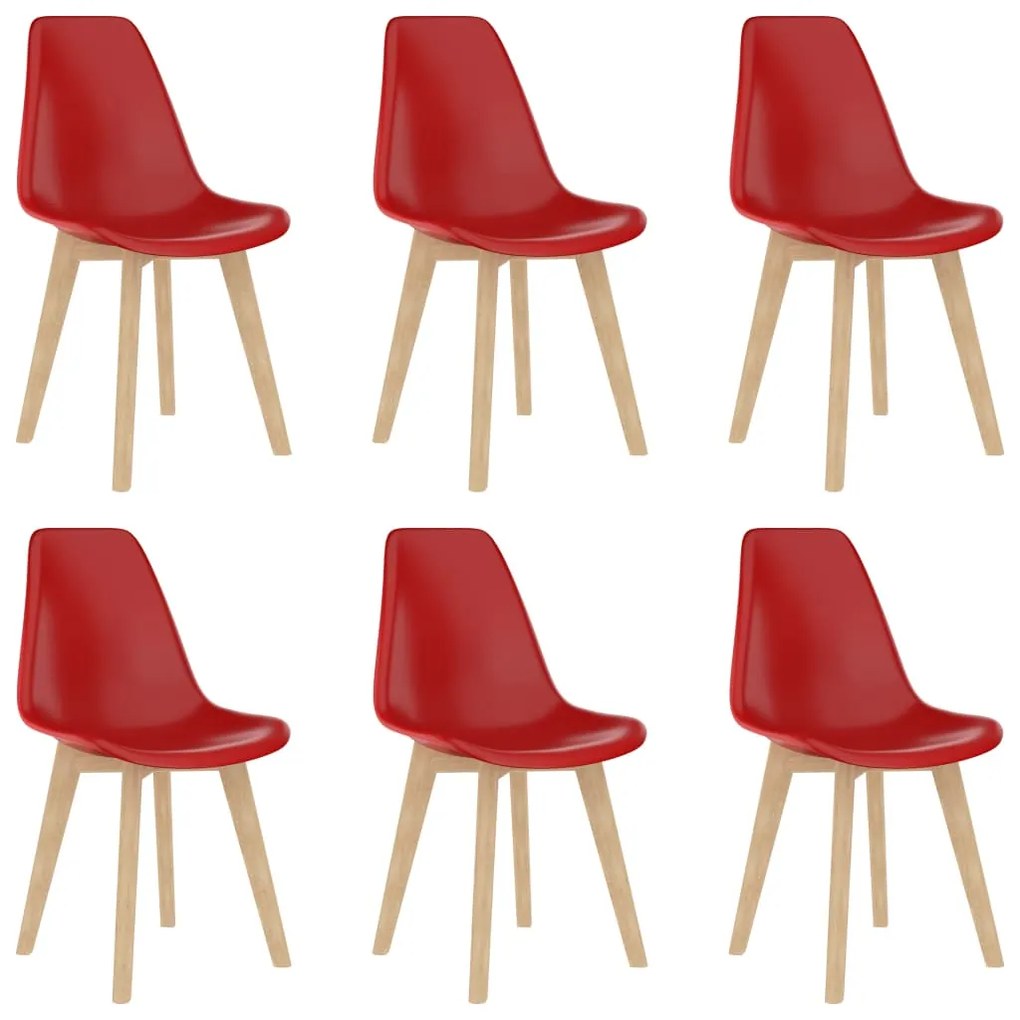 Cadeiras de jantar 6 pcs plástico vermelho