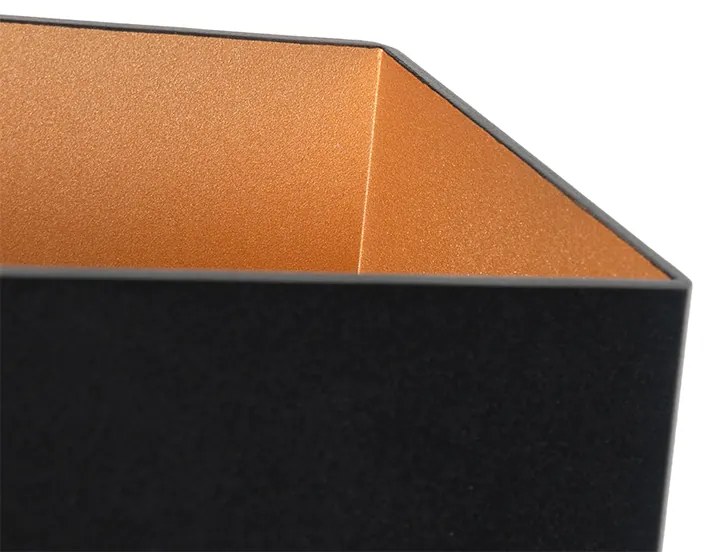 Candeeiro de parede moderno preto com interior dourado retangular - Alone Moderno