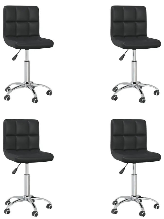 vidaXL Cadeiras de jantar giratórias 4 pcs couro artificial preto