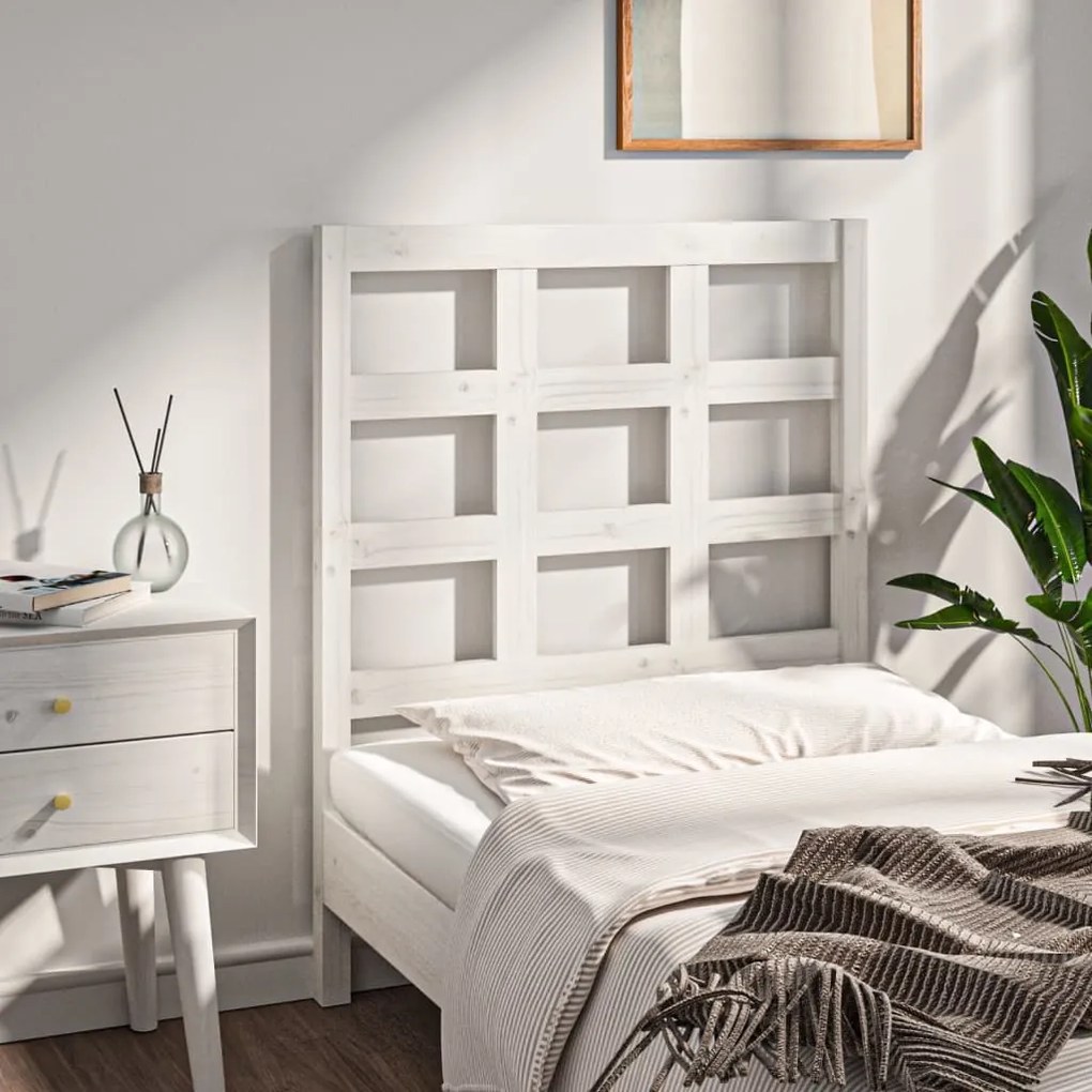 Cabeceira de cama 80,5x4x100 cm madeira de pinho maciça branco