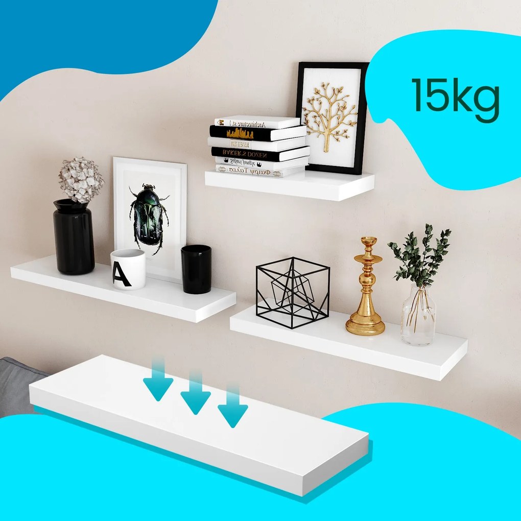 Prateleira de parede 60 x 20 x 3,8 cm Branca