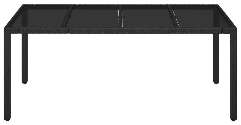 Mesa de jardim com tampo de vidro 190x90x75 cm vime PE preto