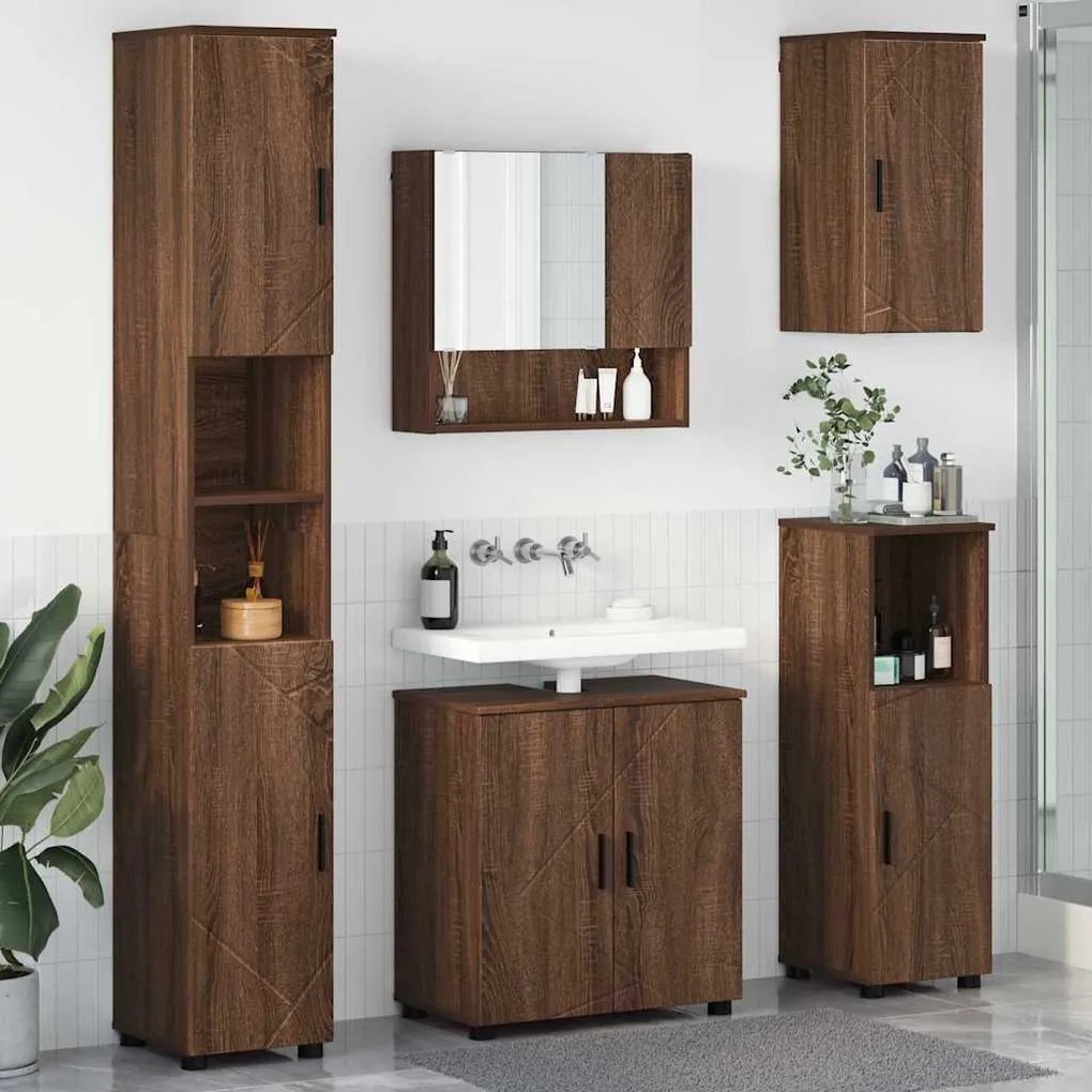 vidaXL Conjunto de Móveis para Banheiro 5 pcs Carvalho castanho