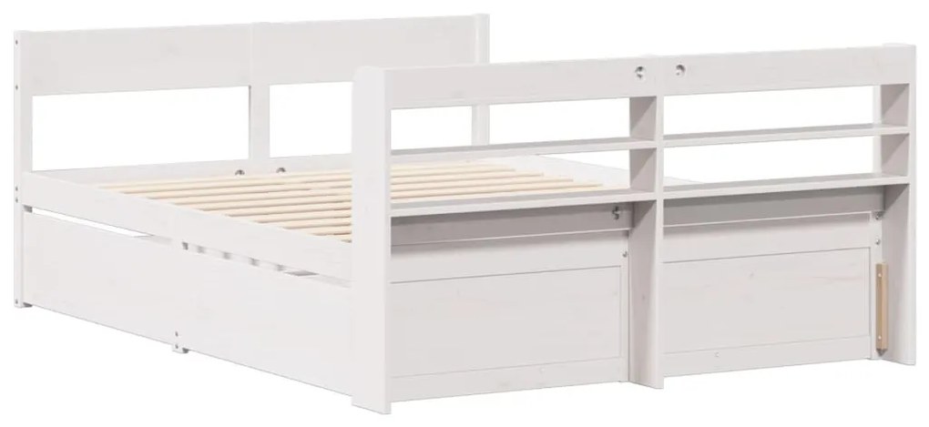 Cama sem colchão 140x200 cm madeira de pinho maciça branco
