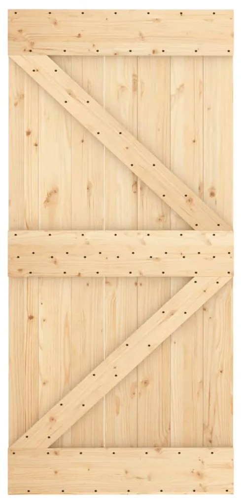 Porta de correr c/ ferragens 100x210 cm madeira de pinho maciça