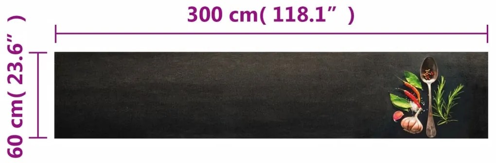Tapete de cozinha lavável 60x300 cm veludo padrão especiarias