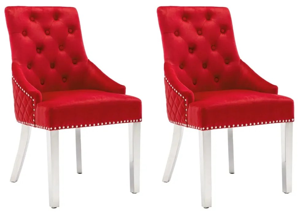 vidaXL Cadeiras de jantar 2 pcs veludo vermelho tinto