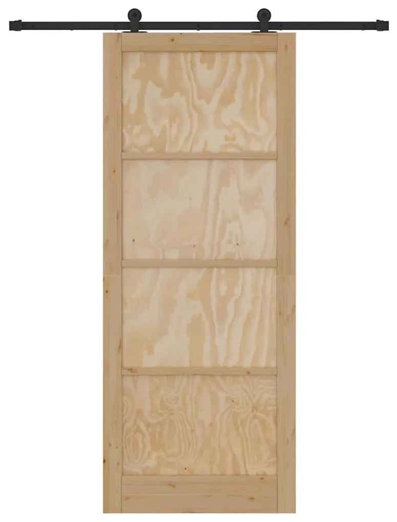 Porta de Correr vidaXL com Kit de Acessórios 93x232 cm Madeira Maciça