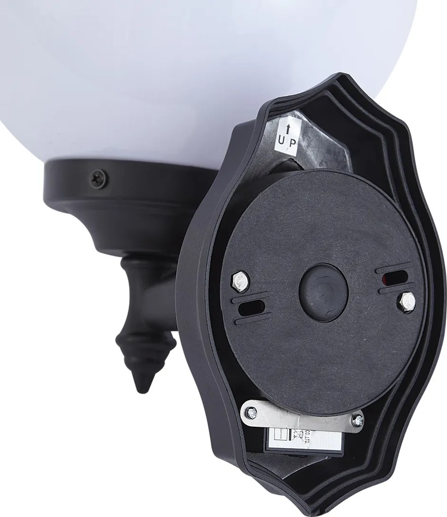 Candeeiro de Parede Exterior Clássico Preto com Vidro Opal IP44 com Sensor de Movimento - Champs