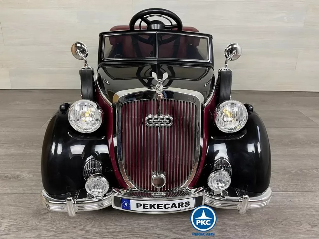 Carro elétrico para crianças Audi retro Horch 12V, Rodas de espuma, Assento de couro Vermelho e preto