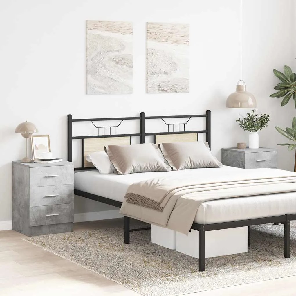 Mesas cabeceira 2pcs 38x35x56cm derivados madeira cinza cimento