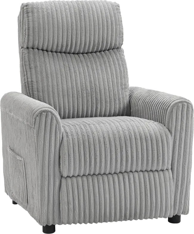 Poltrona Relax Reclinável Manual Estofada em Veludo com Apoio para Pés 73x86x100 cm Cinzento