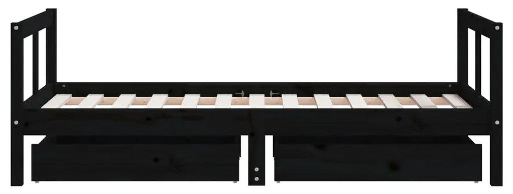 Estrutura cama infantil c/ gavetas 80x160 cm pinho maciço preto