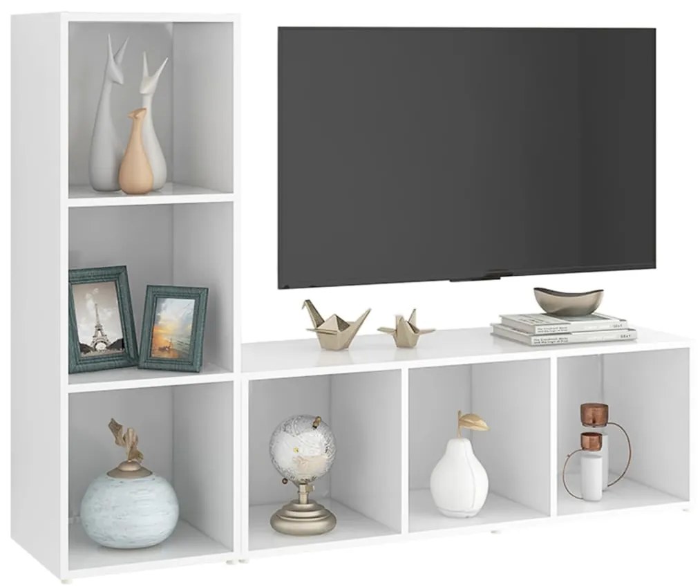 Móveis de TV 2 pcs 107x35x37 cm contraplacado branco