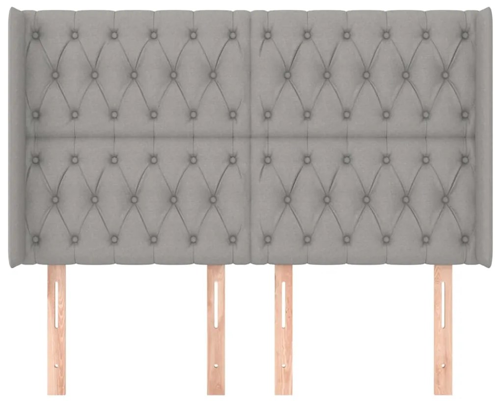 Cabeceira cama c/ abas tecido 163x16x118/128 cm cinzento-claro