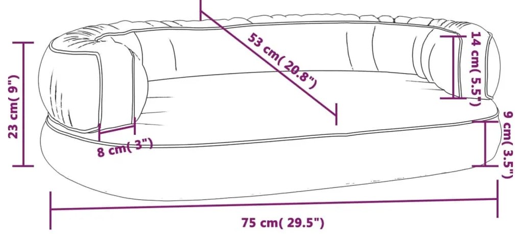 Cama p/ cães espuma ergonómico 75x53 cm couro artificial cinza